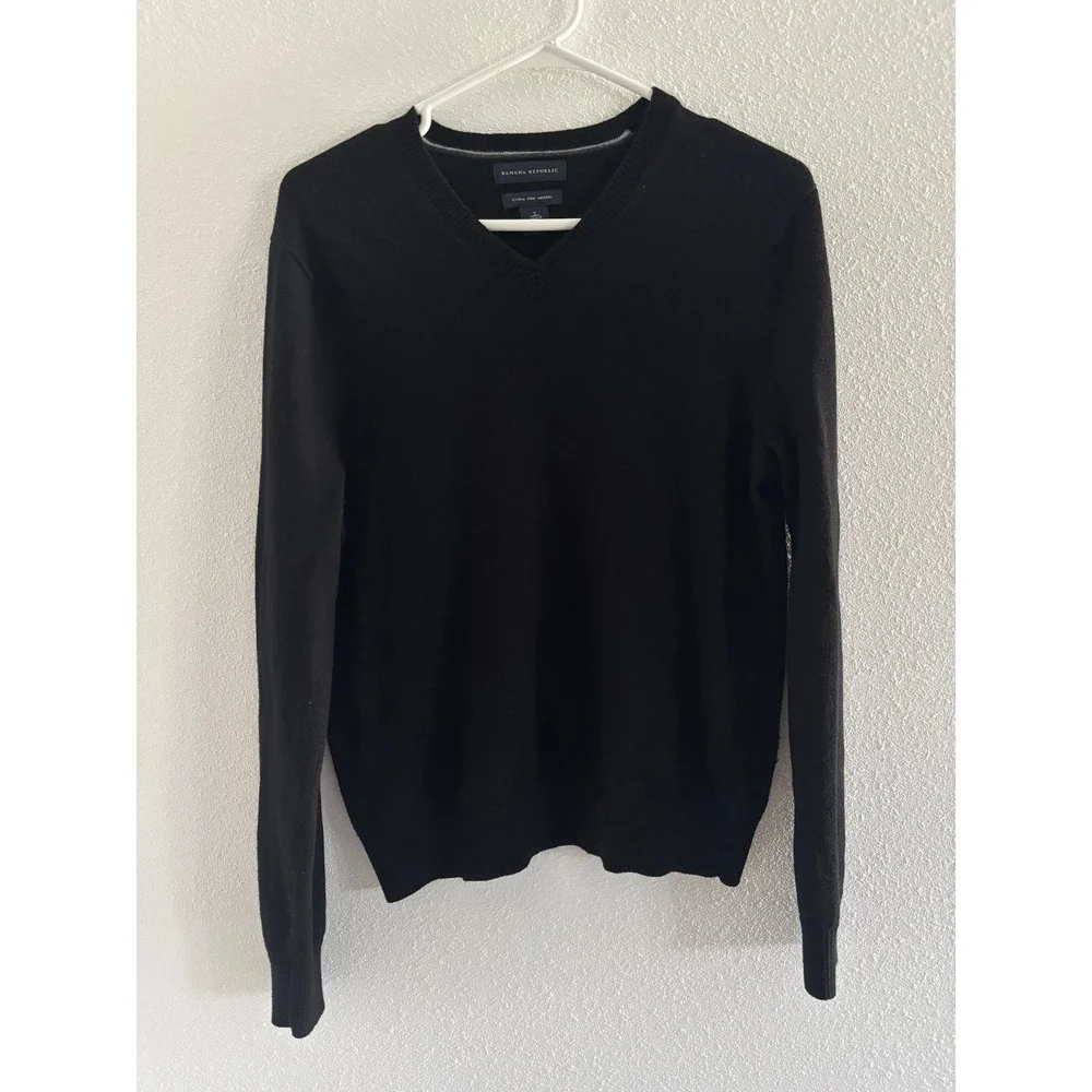 Banana Republic Sweater‎ Mens Small Black Wool Capsule Minimalist Luxury Vintage